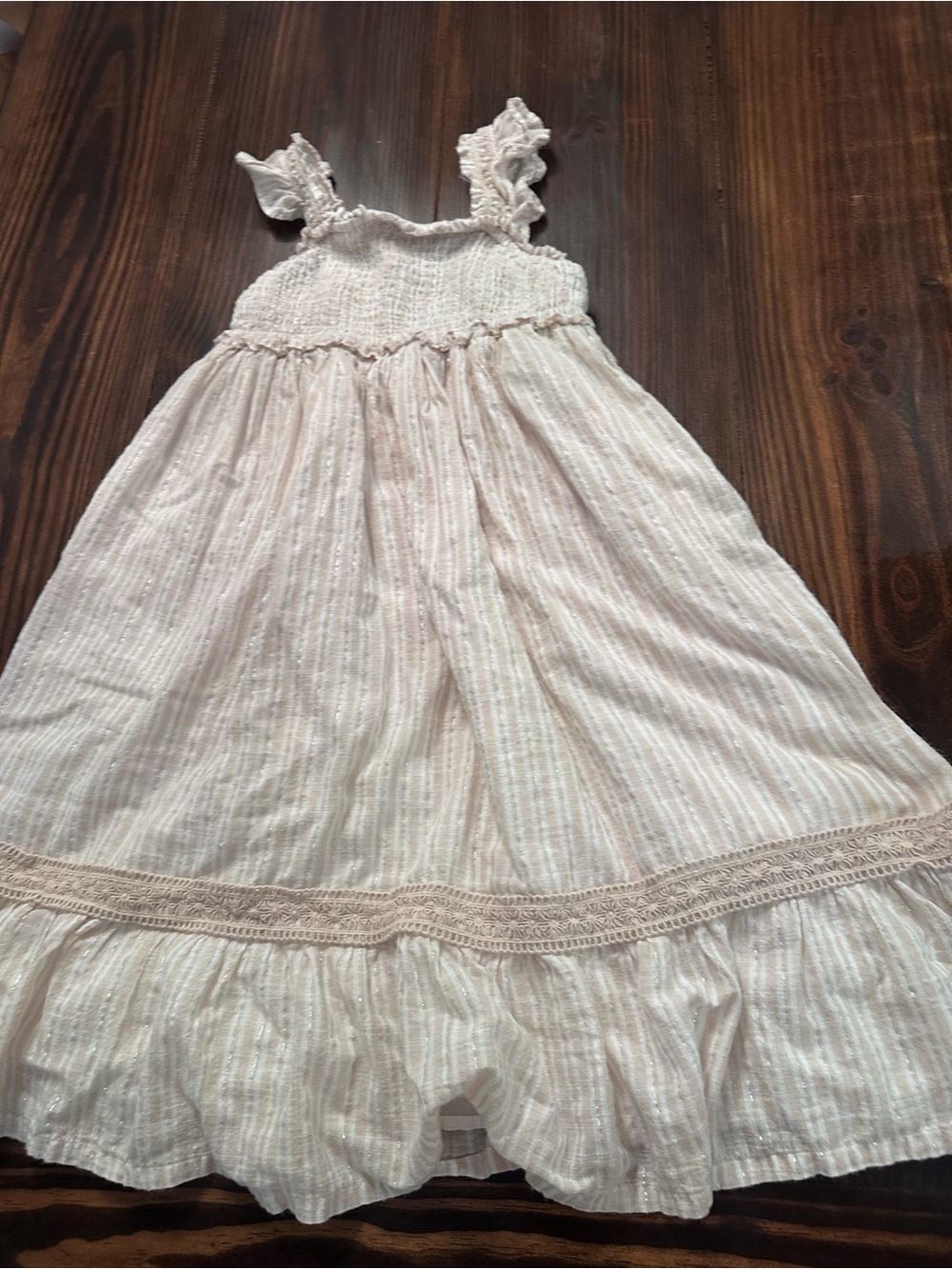 Tommy Bahama Cream Striped Ruffle Sundress